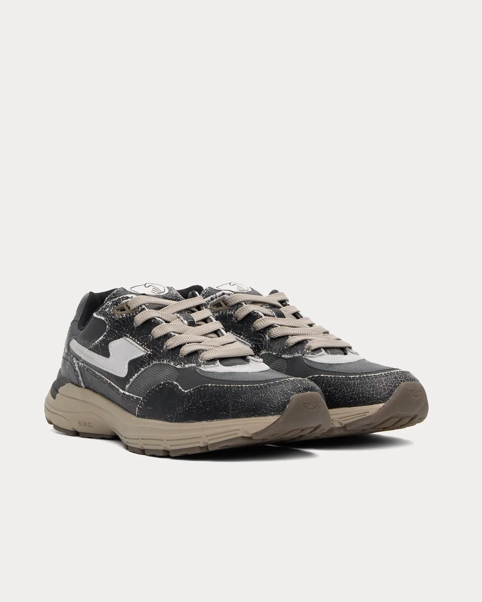 Amiel S-Strike Geo-Merged Cordura Black Low Top Sneakers
