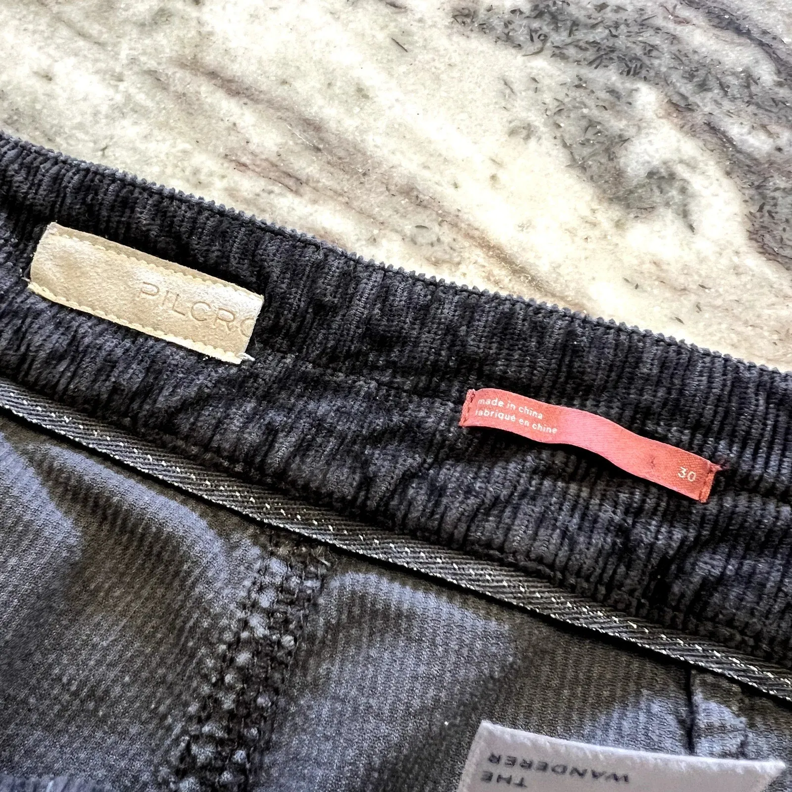 Anthropologie Pilcro The Wanderer Black Corduroy Utility Jeans Size 30