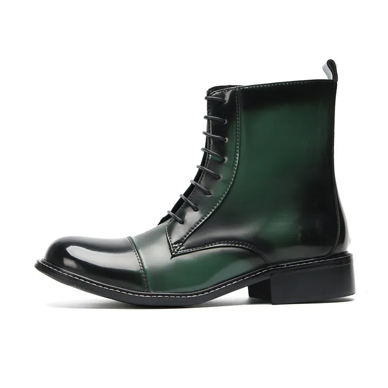 Boots for men in autumn and winter new men's crocodile pattern green cowhide Martin boots trendy fashion trendy personality Goodyear boots