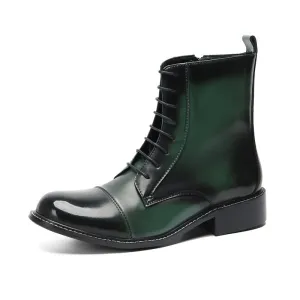 Boots for men in autumn and winter new men's crocodile pattern green cowhide Martin boots trendy fashion trendy personality Goodyear boots