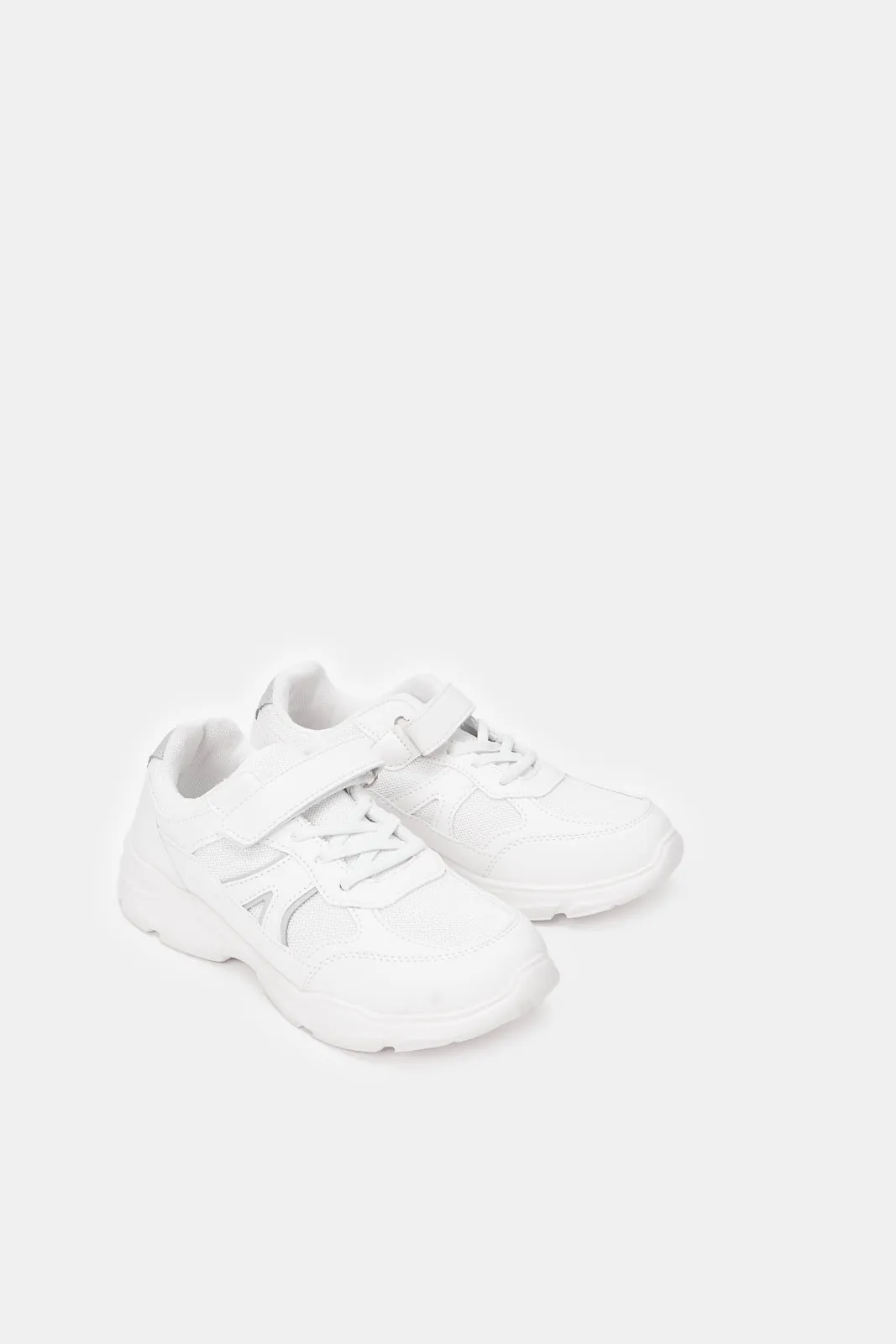 Boys White Material Block Chunky Sneakers