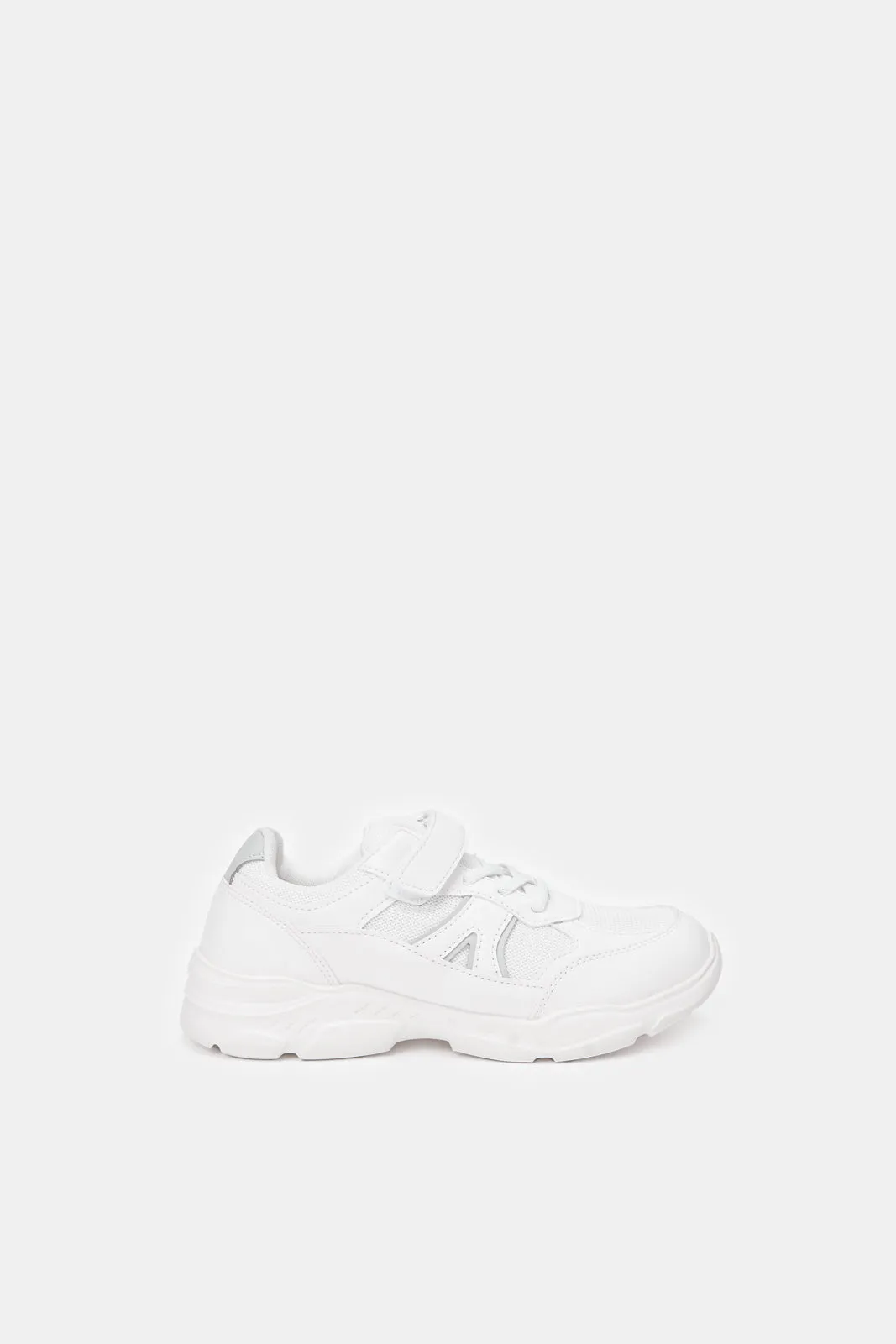 Boys White Material Block Chunky Sneakers