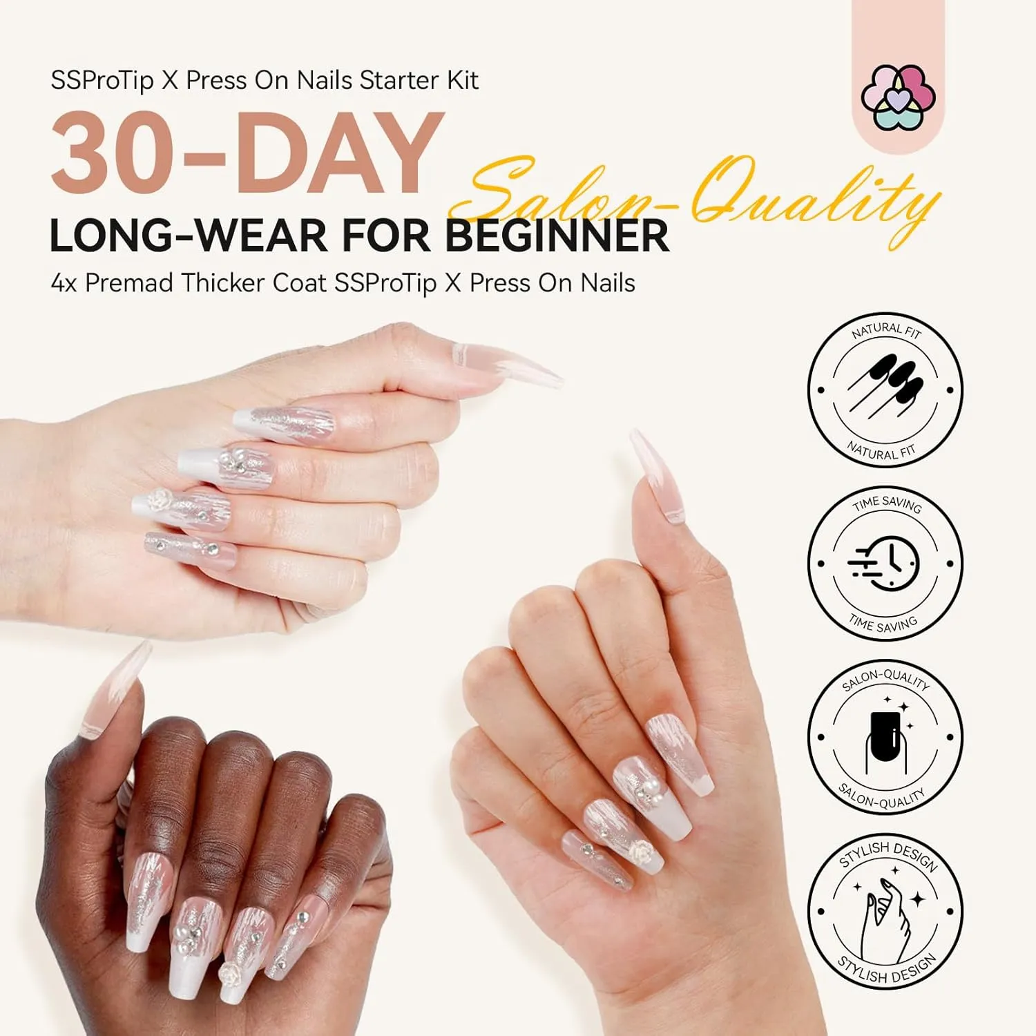 Bride Press On Nails Easy Kit