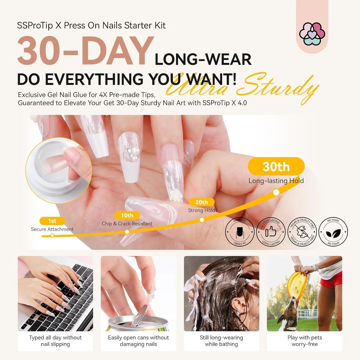 Bride Press On Nails Easy Kit