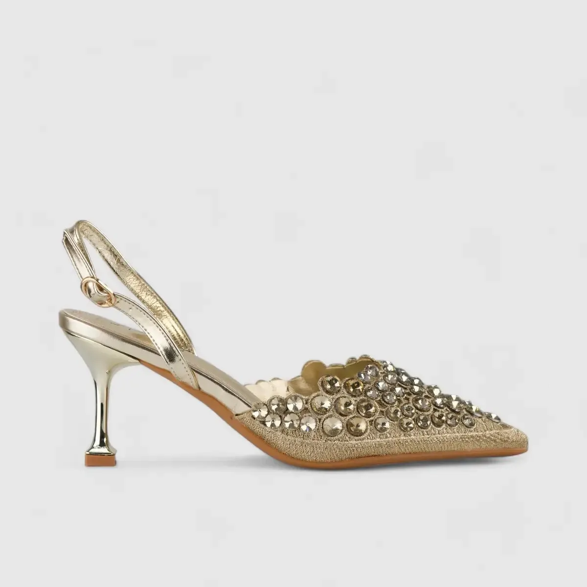 Bulbul Evening Slinback Short Heel Gold LI009