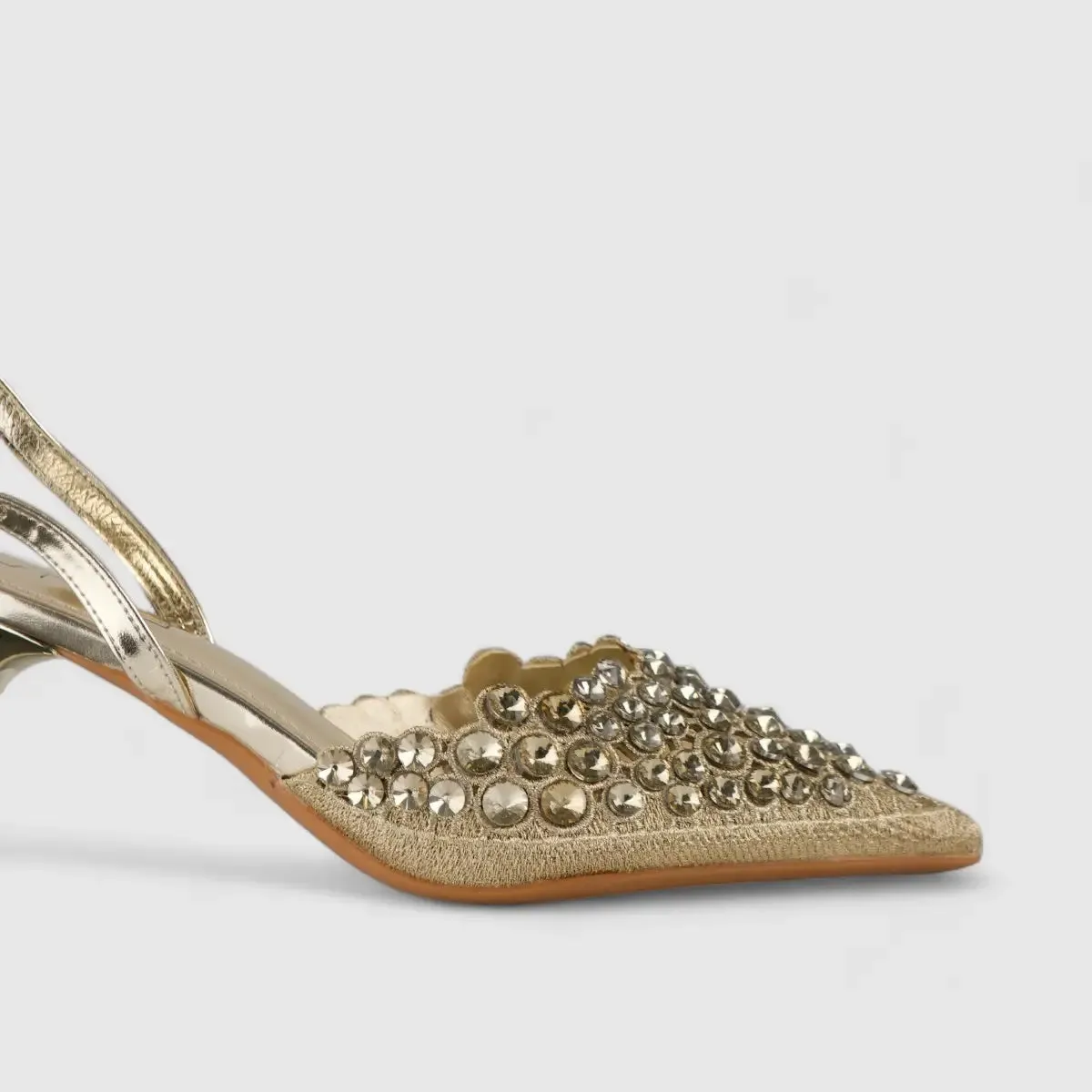 Bulbul Evening Slinback Short Heel Gold LI009
