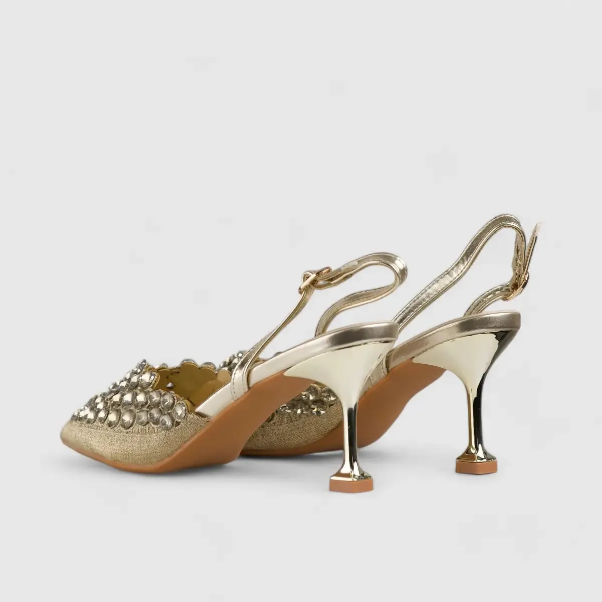 Bulbul Evening Slinback Short Heel Gold LI009