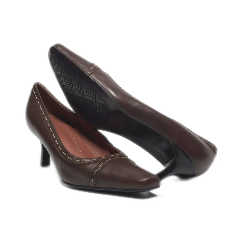Clarks Kitten Heels Leather Brown Colour For Women