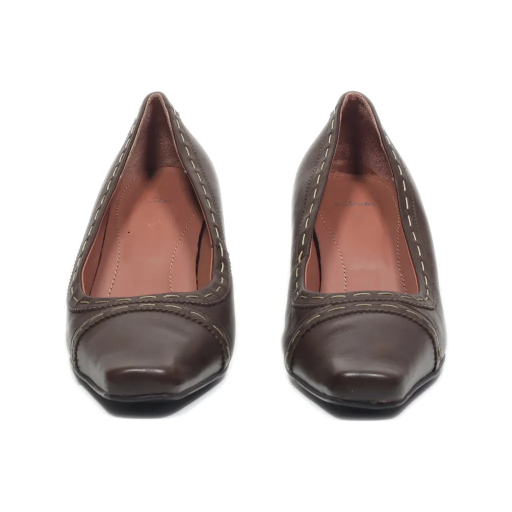 Clarks Kitten Heels Leather Brown Colour For Women