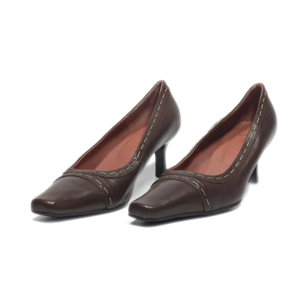 Clarks Kitten Heels Leather Brown Colour For Women
