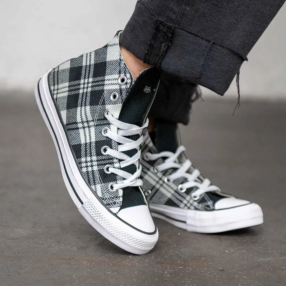 Converse All Star Alte Tartan Scozzese Bianco-Nero