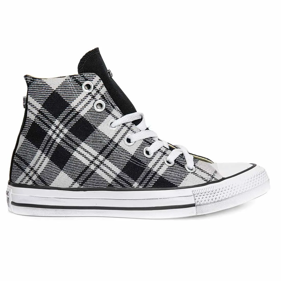Converse All Star Alte Tartan Scozzese Bianco-Nero
