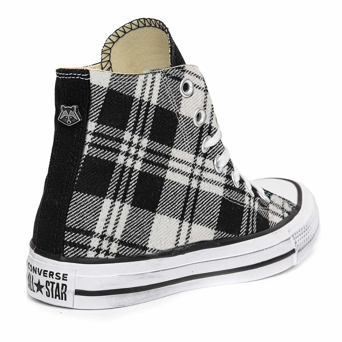 Converse All Star Alte Tartan Scozzese Bianco-Nero
