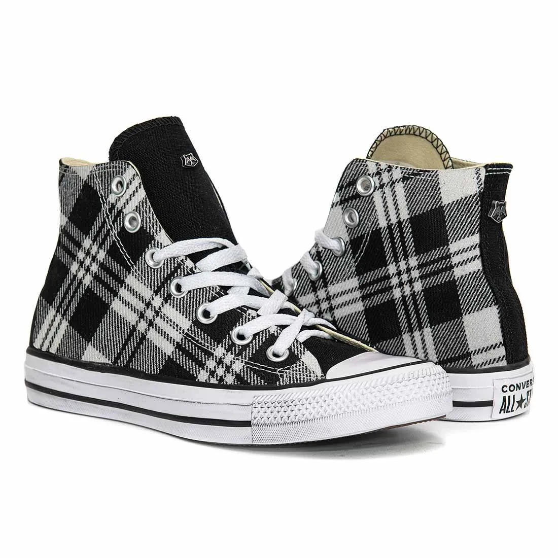 Converse All Star Alte Tartan Scozzese Bianco-Nero