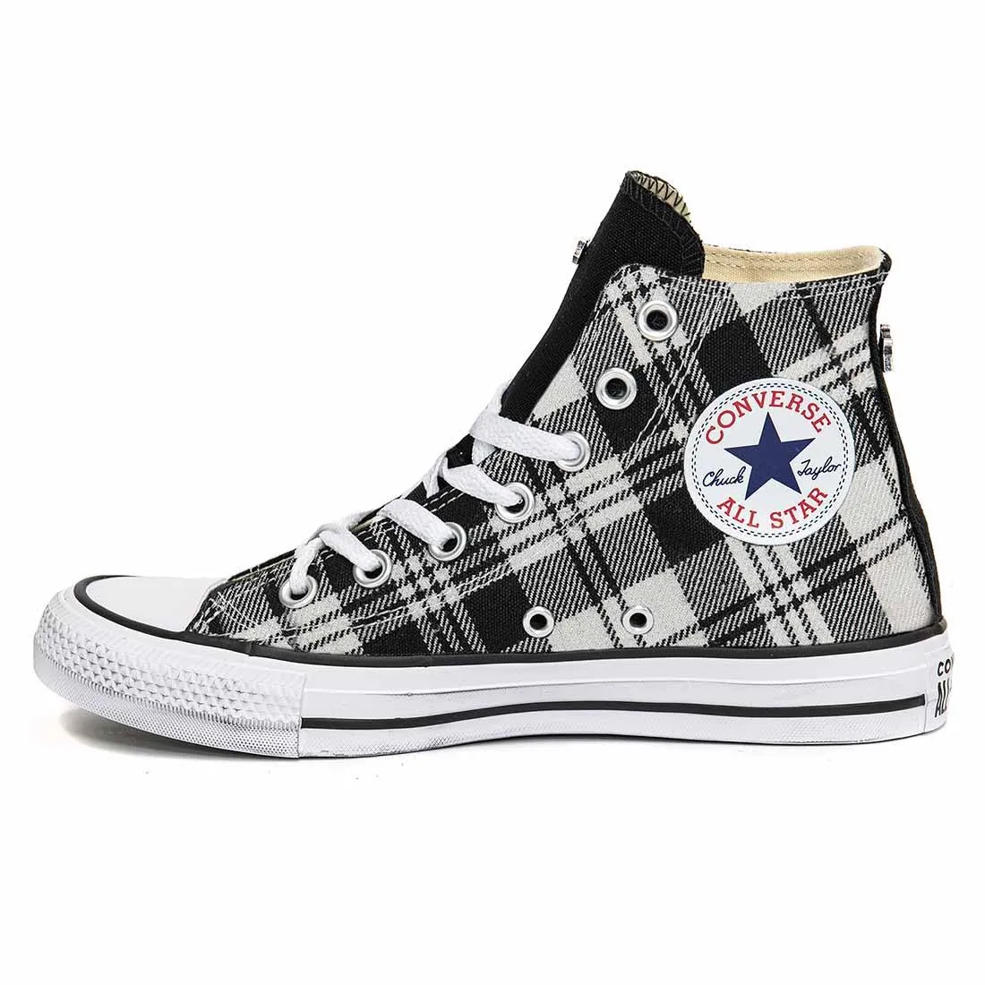 Converse All Star Alte Tartan Scozzese Bianco-Nero