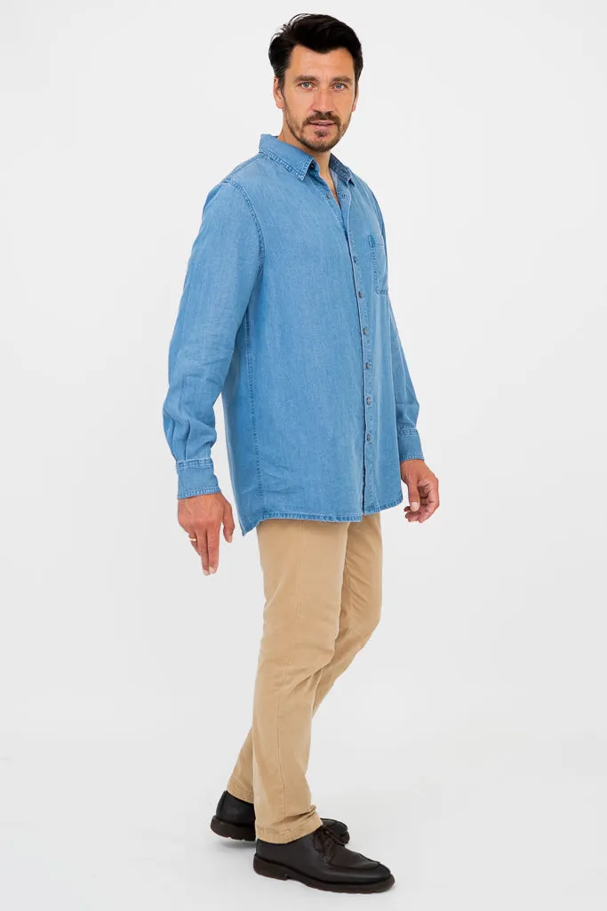 Cory Men's Shirt, Tencel Denim