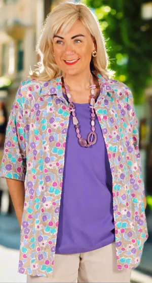 Cotton Voile Classic Blouse with Broderie Detail Natural