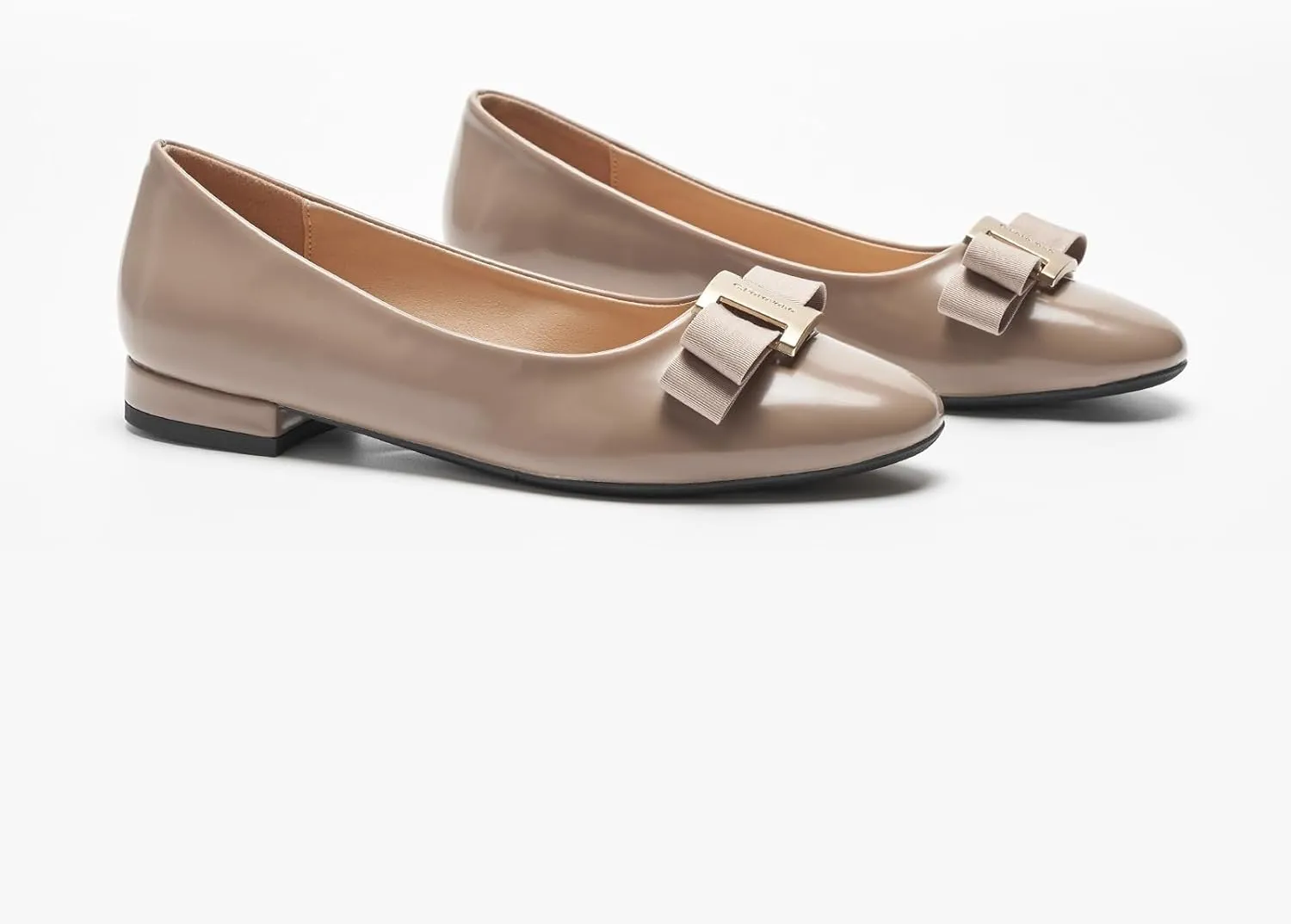 C.Paravano Women's Ballet Flats | Round Toe Bow Accent Shoes with Metallic Buckle | Soft Leather Slip-Ons for Work Commute, Office & Date NightsEvening Events, Business Travel & Dating