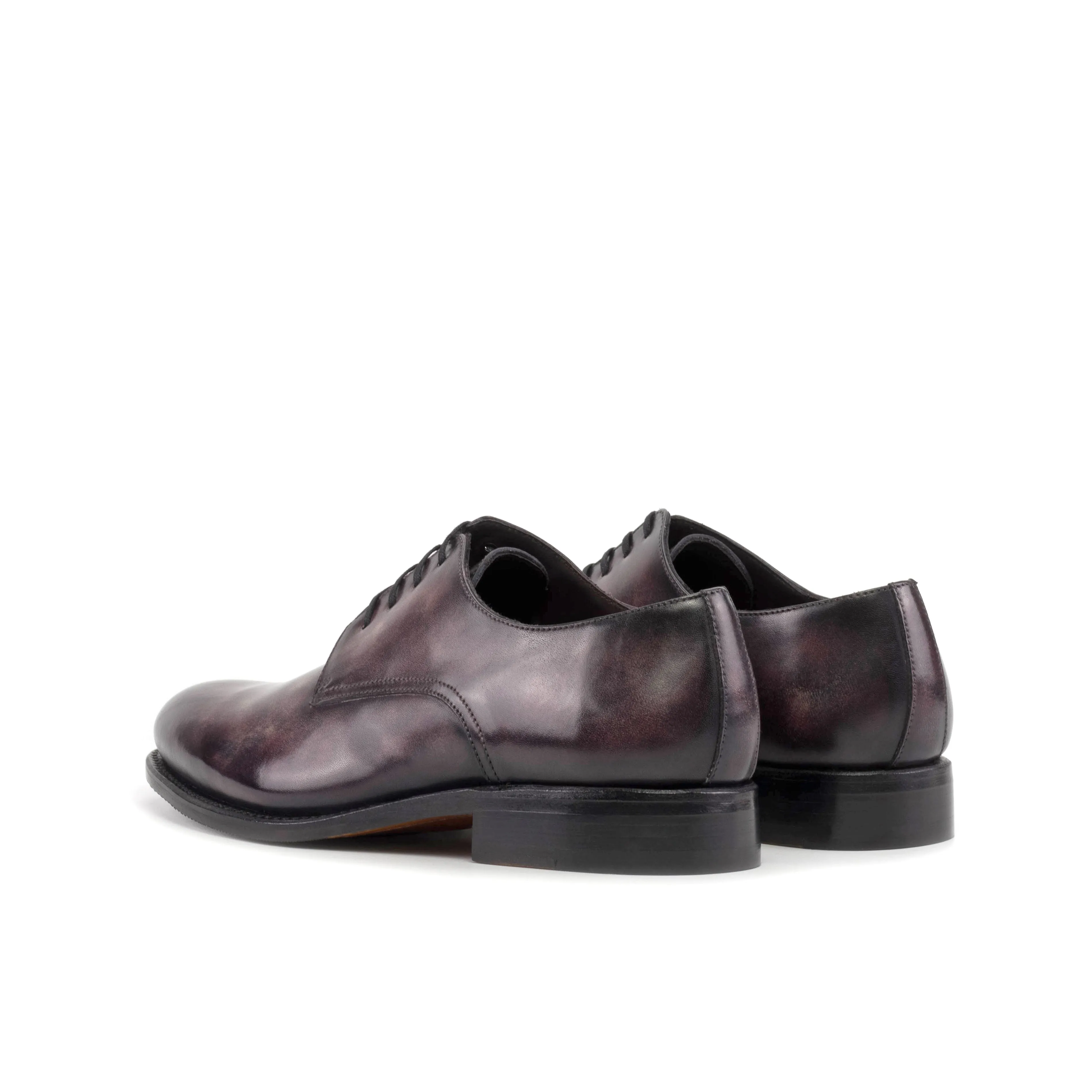 DapperFam Vero in Aubergine Men's Hand-Painted Patina Derby
