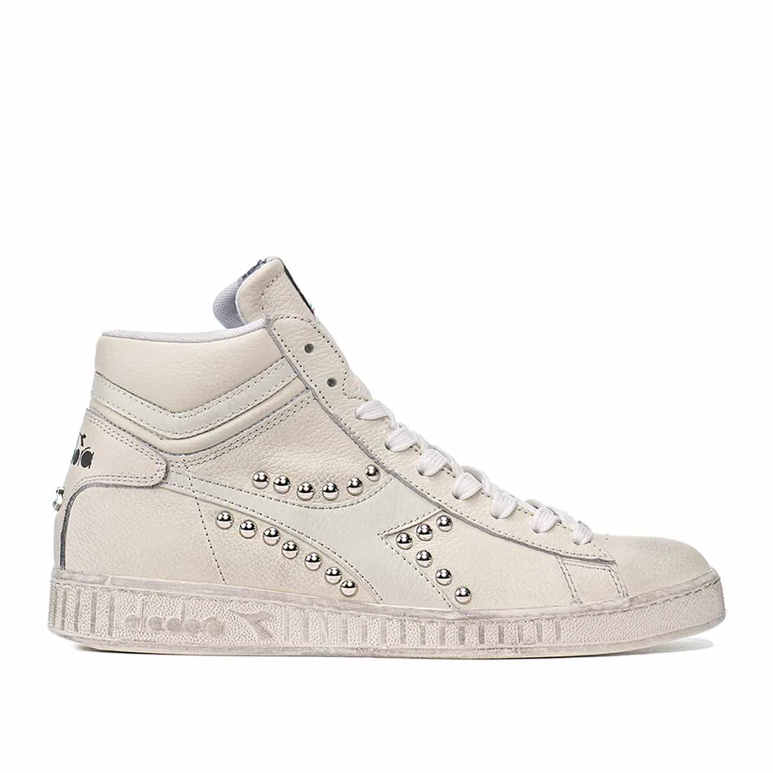 Diadora Game High bianche con Borchie Vintage