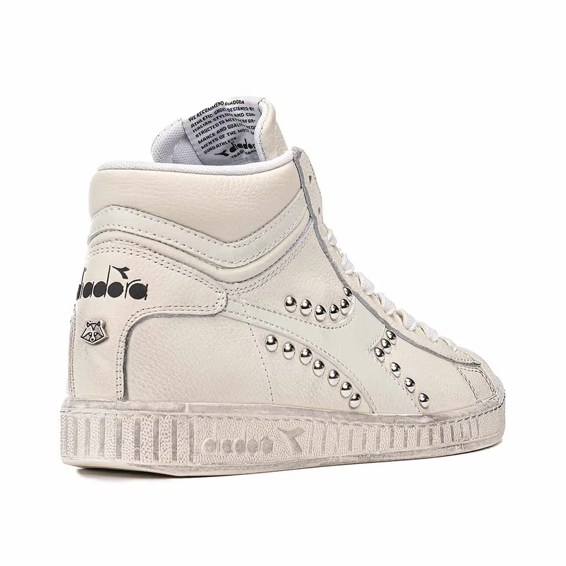 Diadora Game High bianche con Borchie Vintage