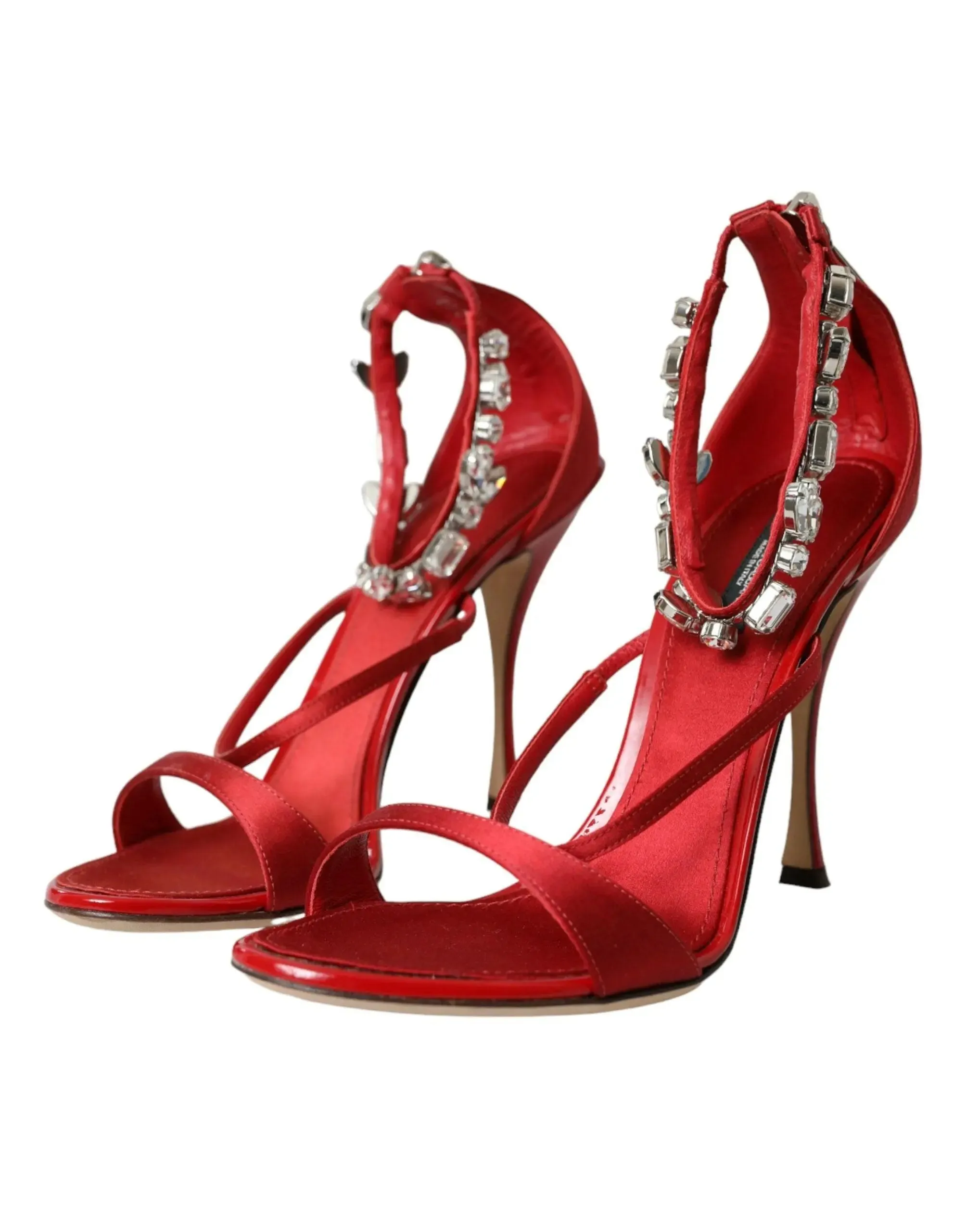 Dolce & Gabbana Keira Red Satin Crystals Sandals