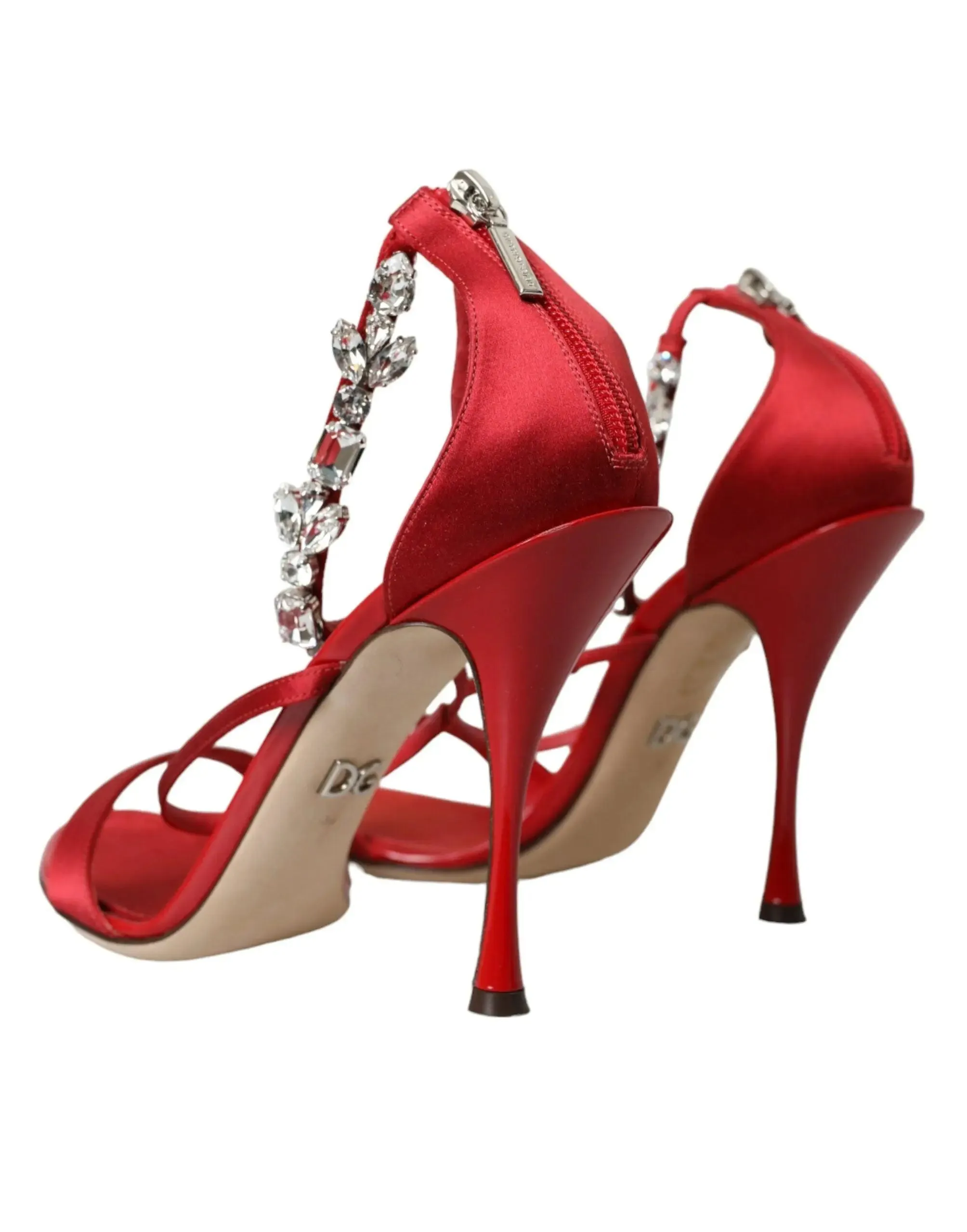 Dolce & Gabbana Keira Red Satin Crystals Sandals