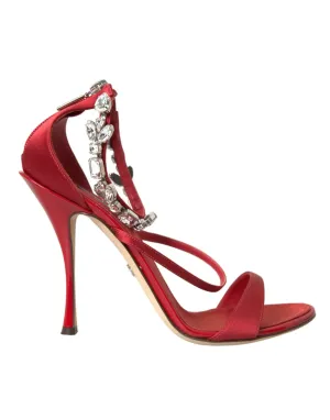 Dolce & Gabbana Keira Red Satin Crystals Sandals