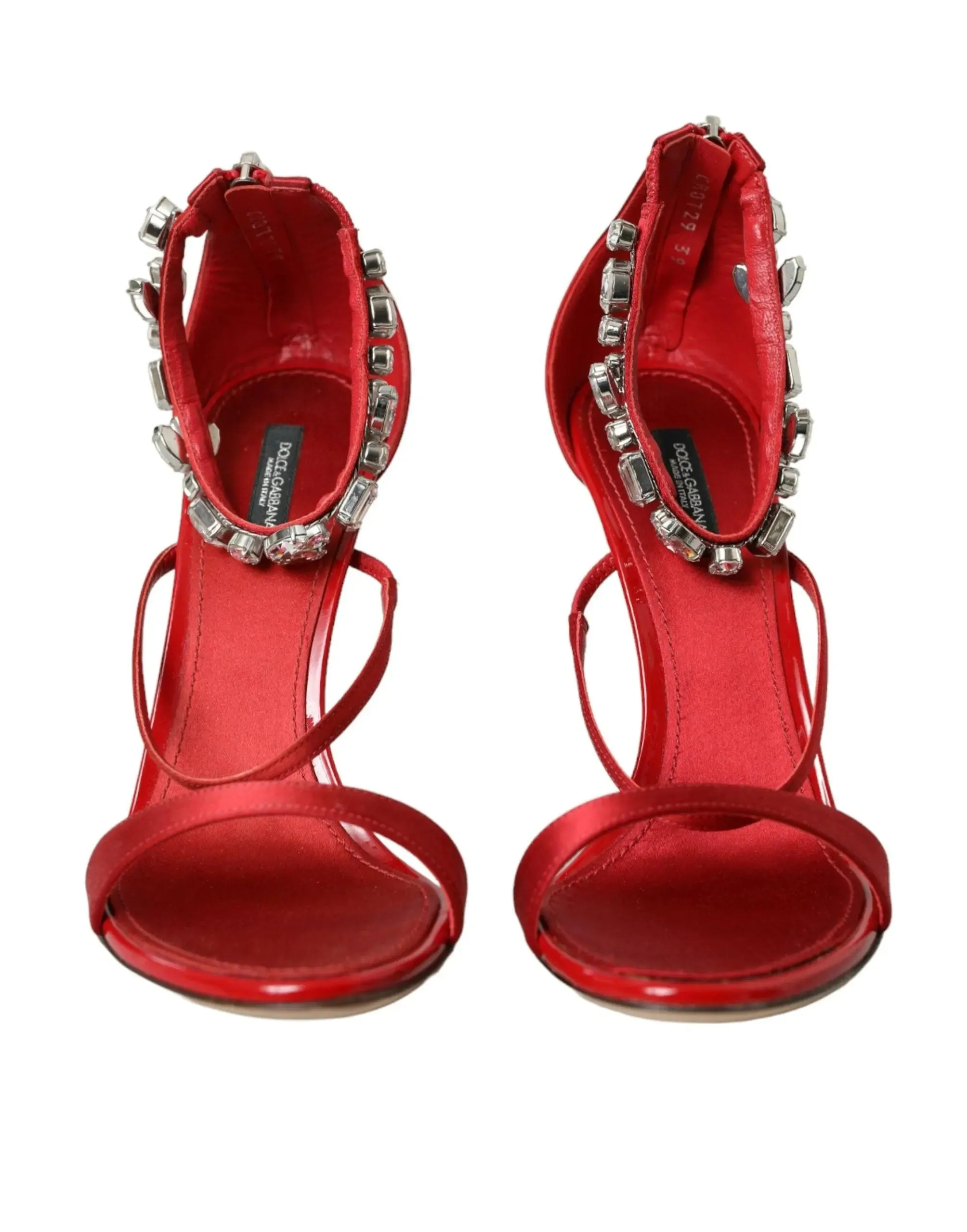 Dolce & Gabbana Keira Red Satin Crystals Sandals