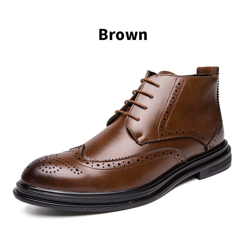 Early Xmas Sales - 50% OFFMen's Lace-Up Carved Wingtip Brogue Boots