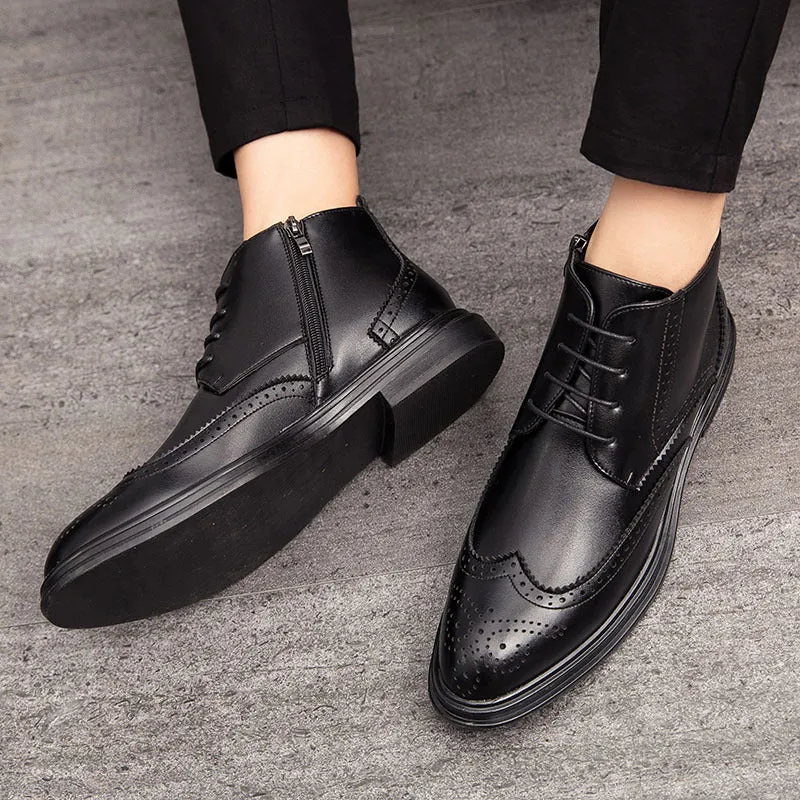 Early Xmas Sales - 50% OFFMen's Lace-Up Carved Wingtip Brogue Boots