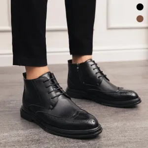 Early Xmas Sales - 50% OFFMen's Lace-Up Carved Wingtip Brogue Boots