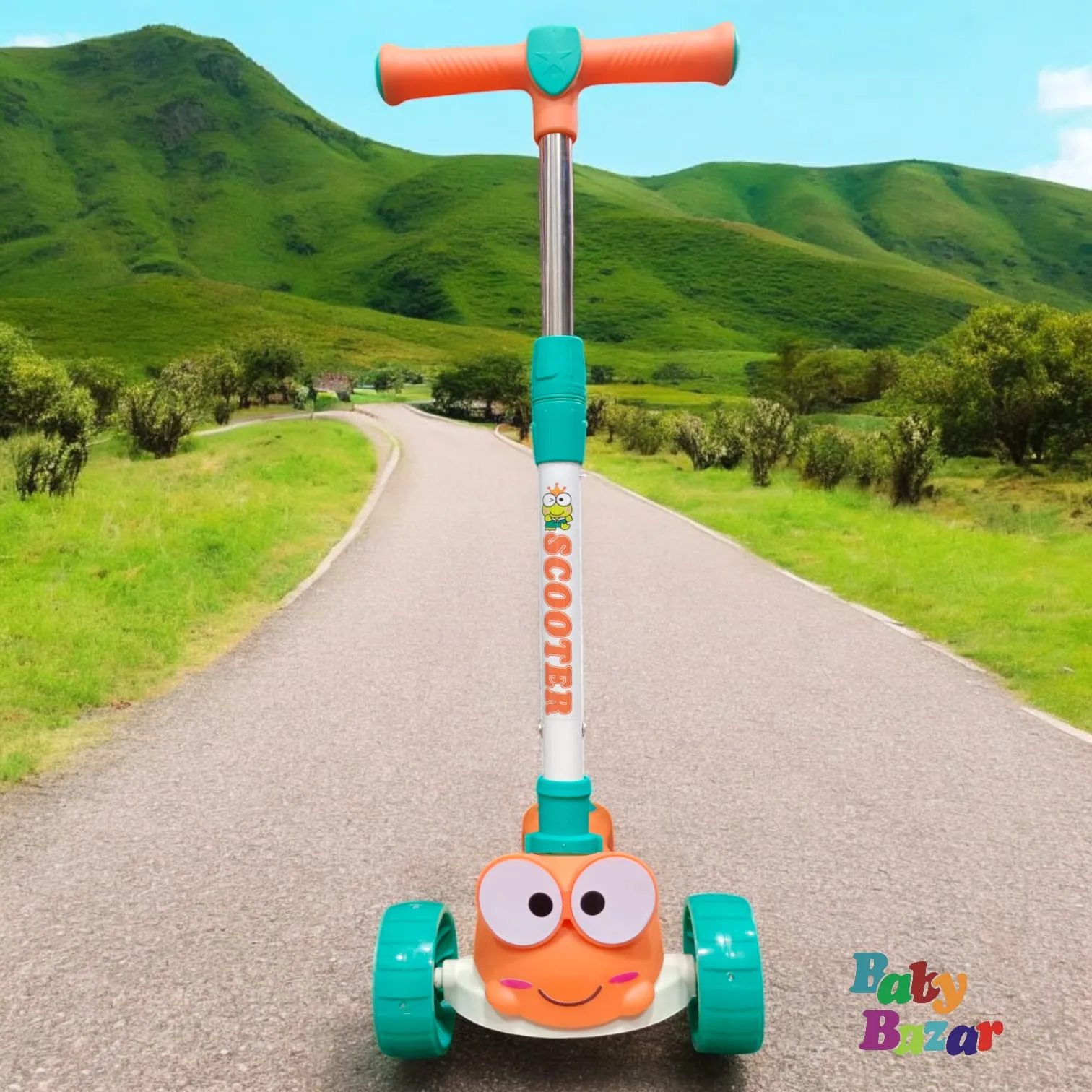 Easy Folodable Kid Scooty With Light - Orange