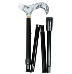 FOLDING CANE FANCY ACRYLIC-BLACK MARBLE