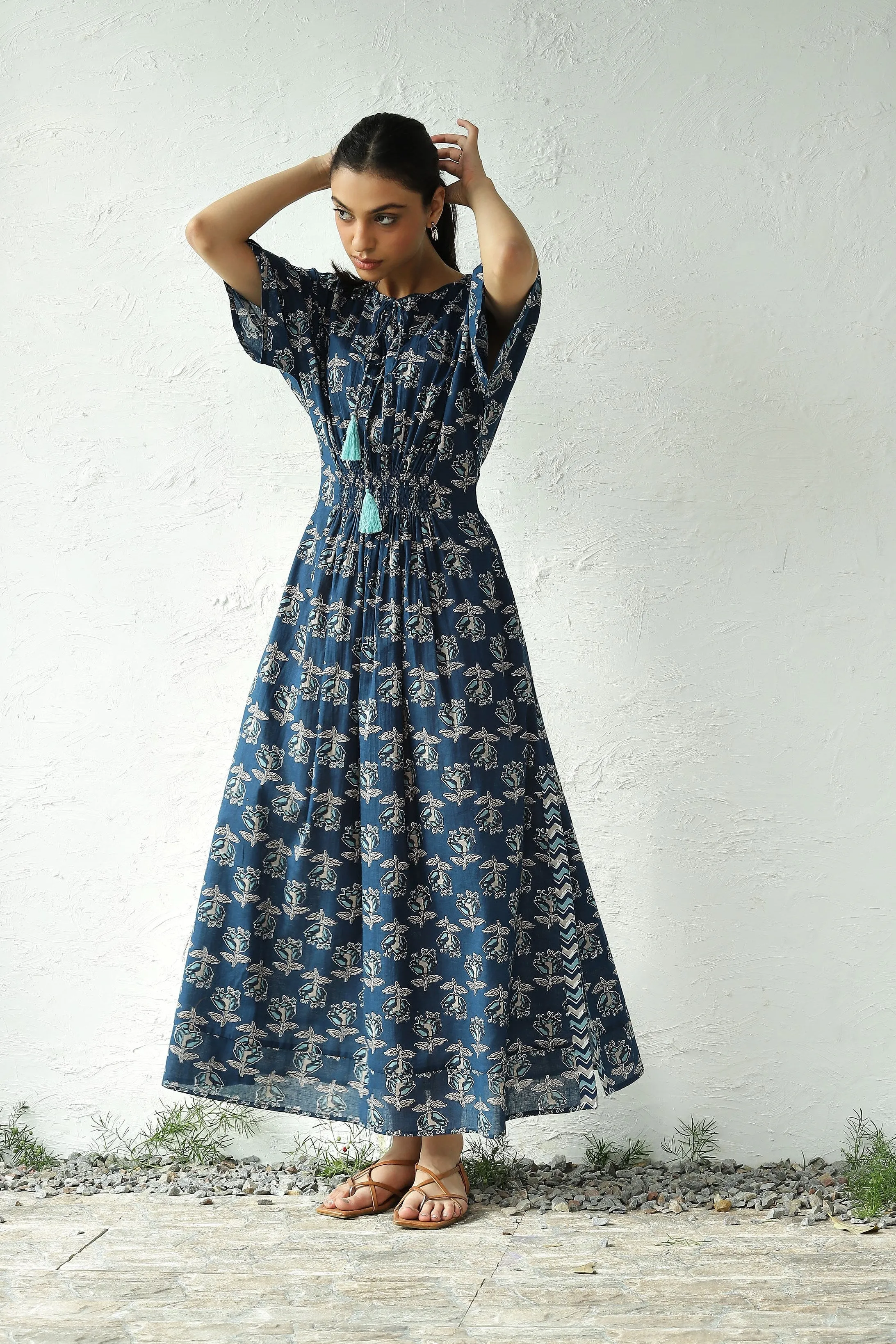 Indigo Side Slit Dress