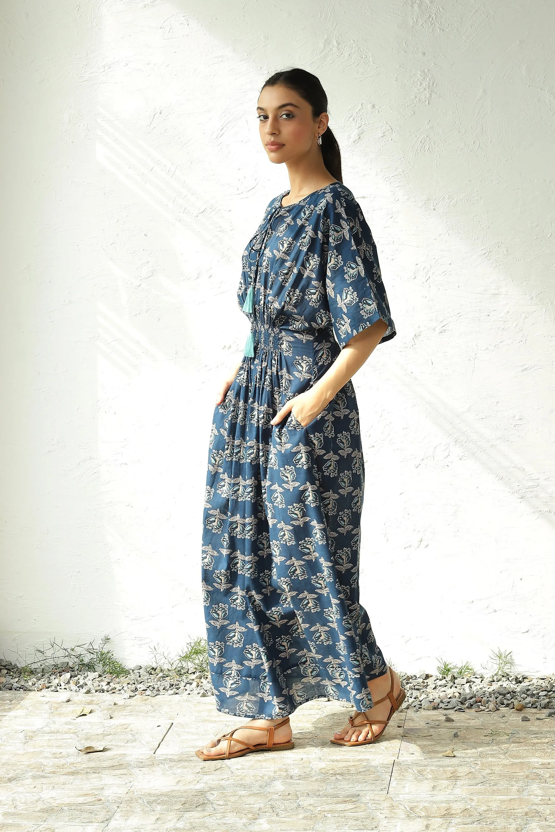 Indigo Side Slit Dress