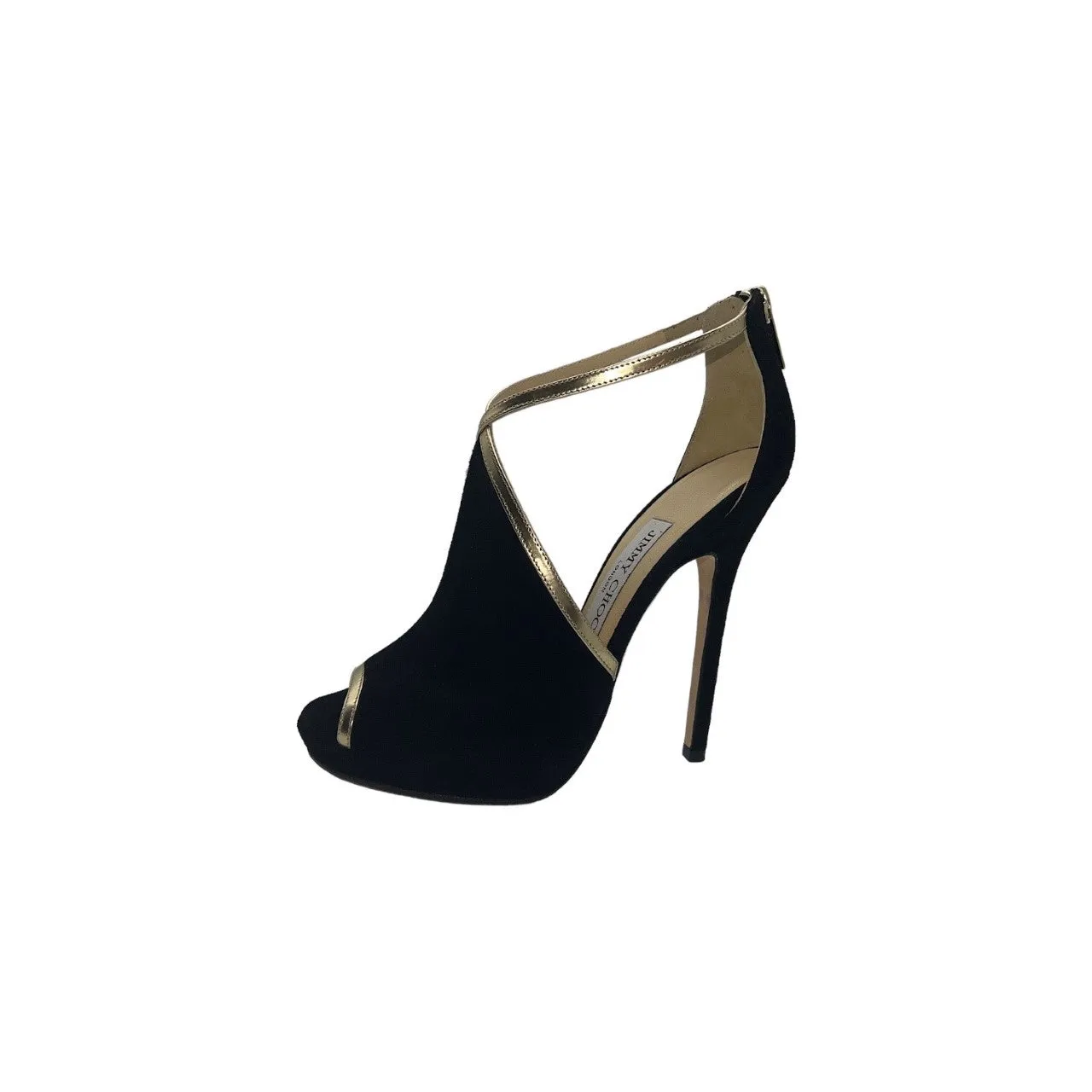 JIMMY CHOO Fey Black Suede Sandal Platform Heels - Sz. 35.5