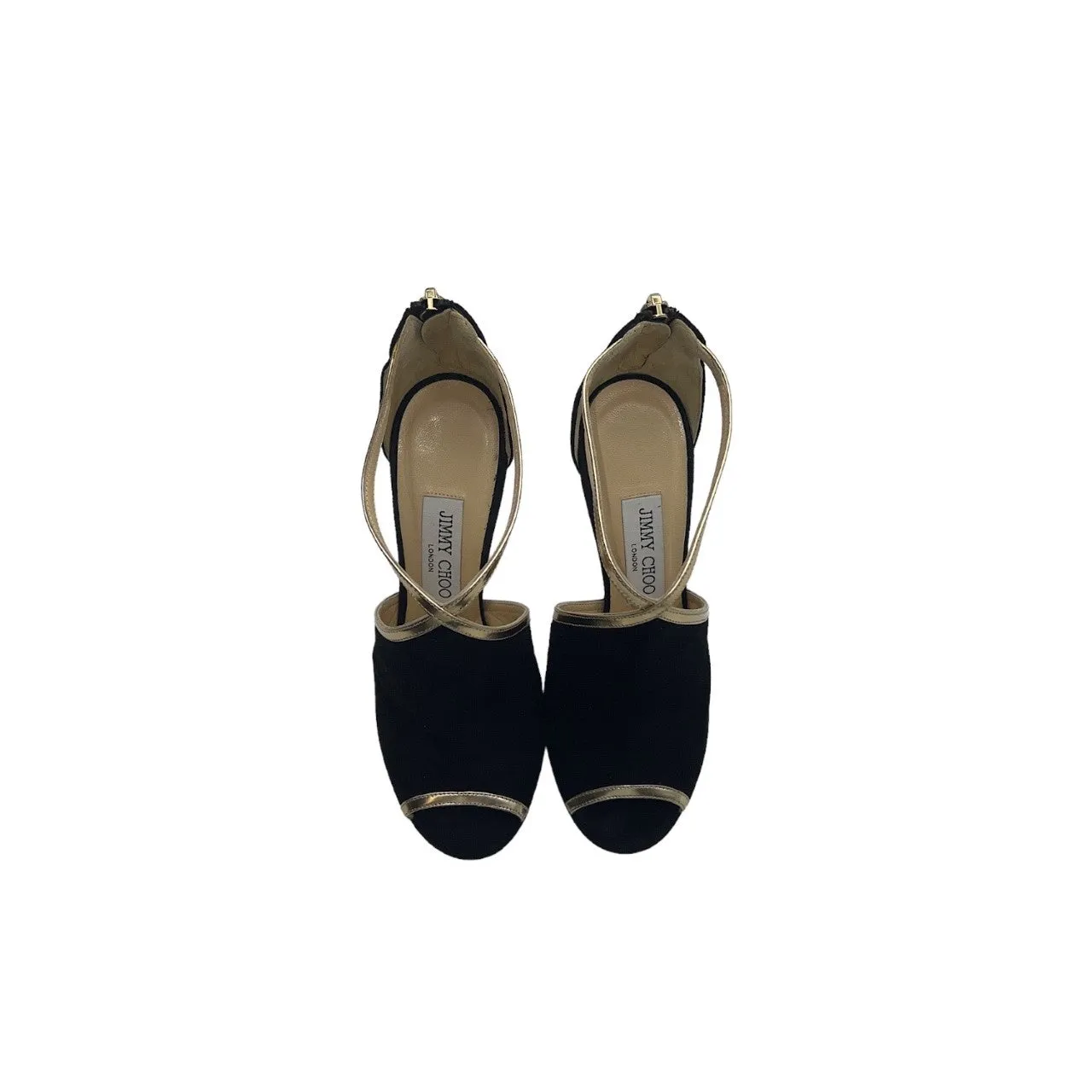JIMMY CHOO Fey Black Suede Sandal Platform Heels - Sz. 35.5