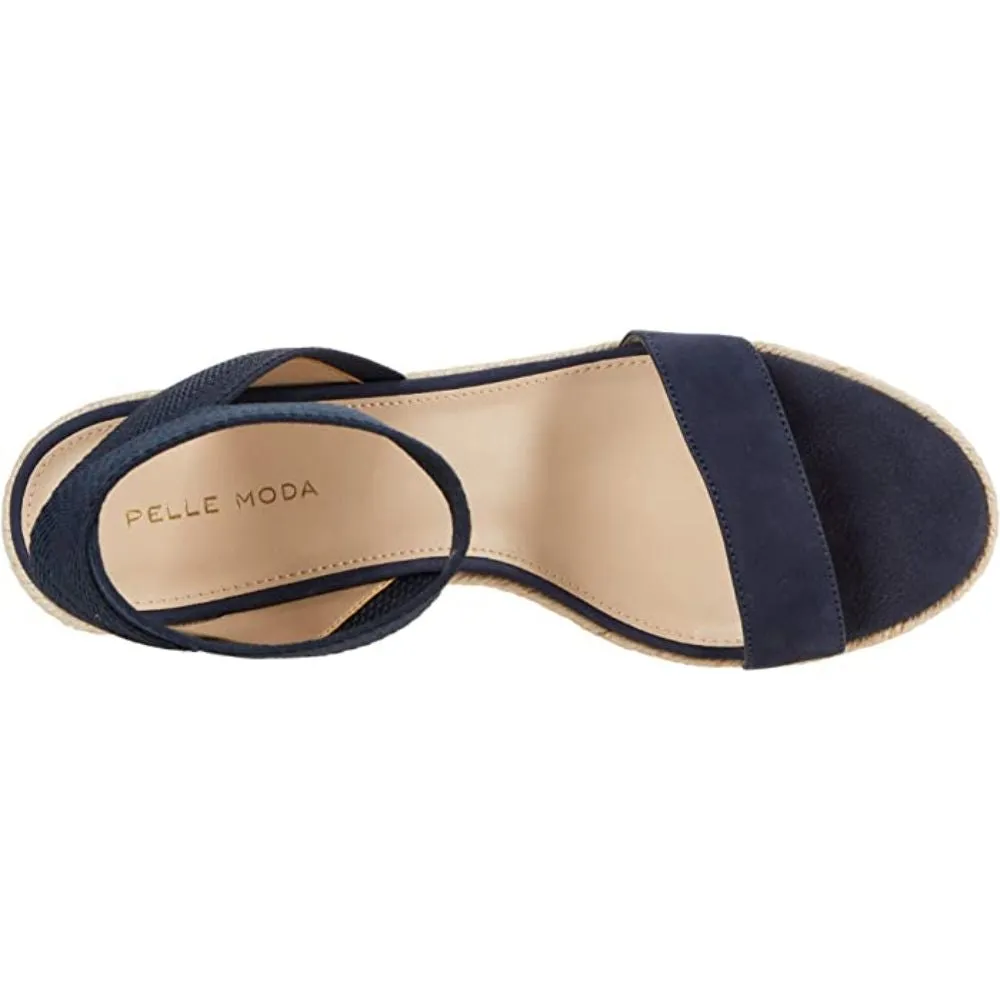 Kora Midnight Blue Nubuck Pelle Moda Wedge Sandals