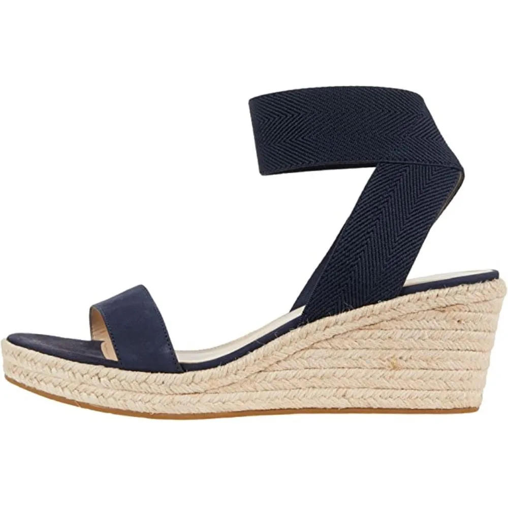 Kora Midnight Blue Nubuck Pelle Moda Wedge Sandals