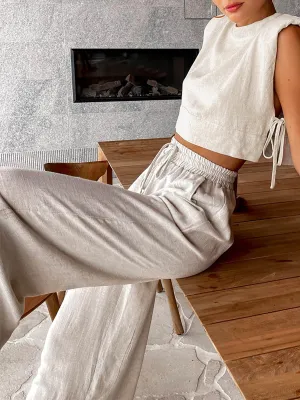 Lira Linen Wide-Leg Two-Piece Set