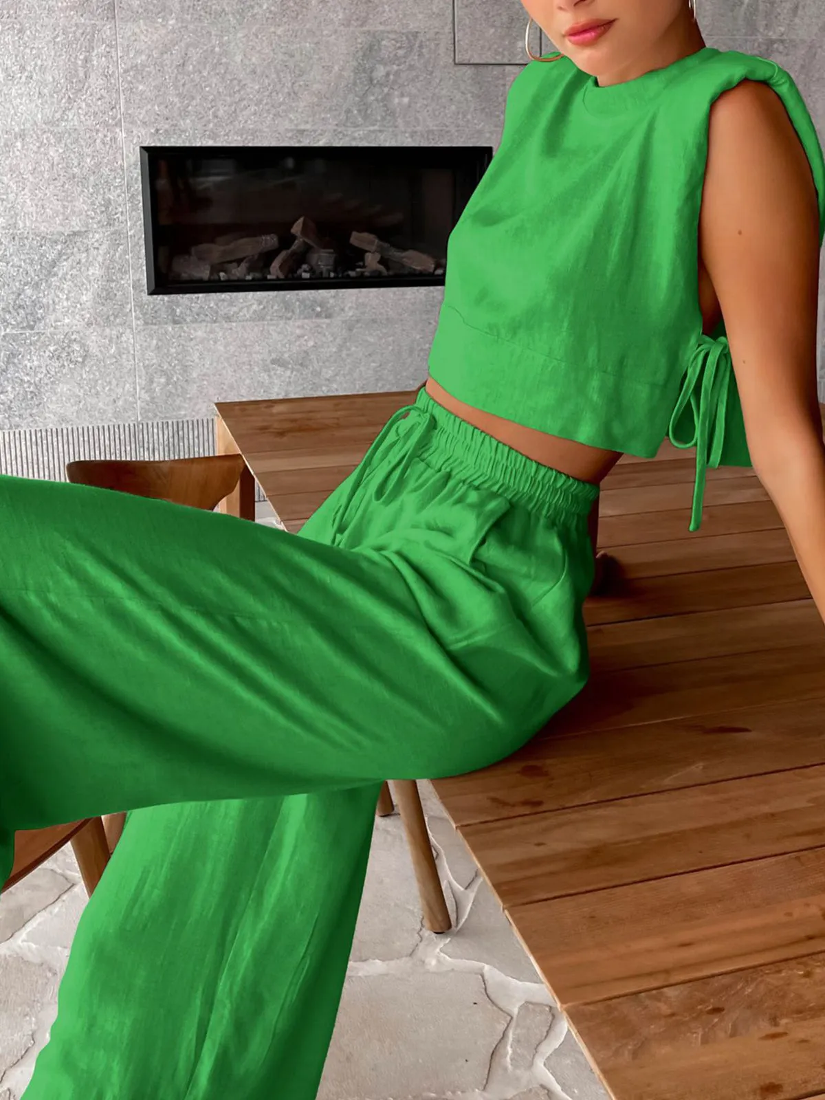 Lira Linen Wide-Leg Two-Piece Set