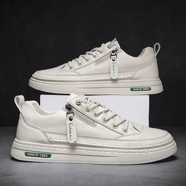 Low Heel Trendy Lace Up Zipper Side Men Shoes