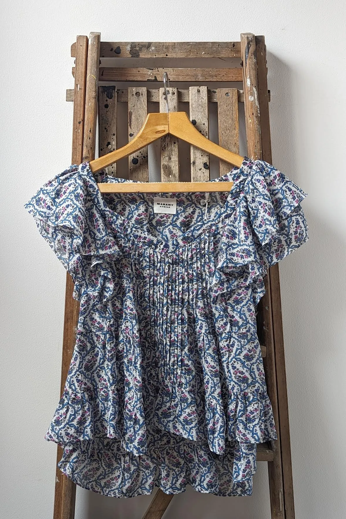 Madrana Botanical Print Ruffle Blouse