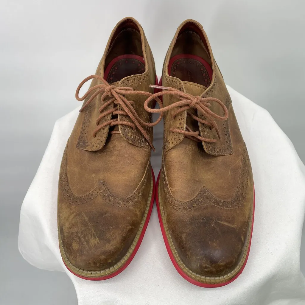 men Cole Haan Leather Wingtip Oxfords Brown/Red Shoes 10