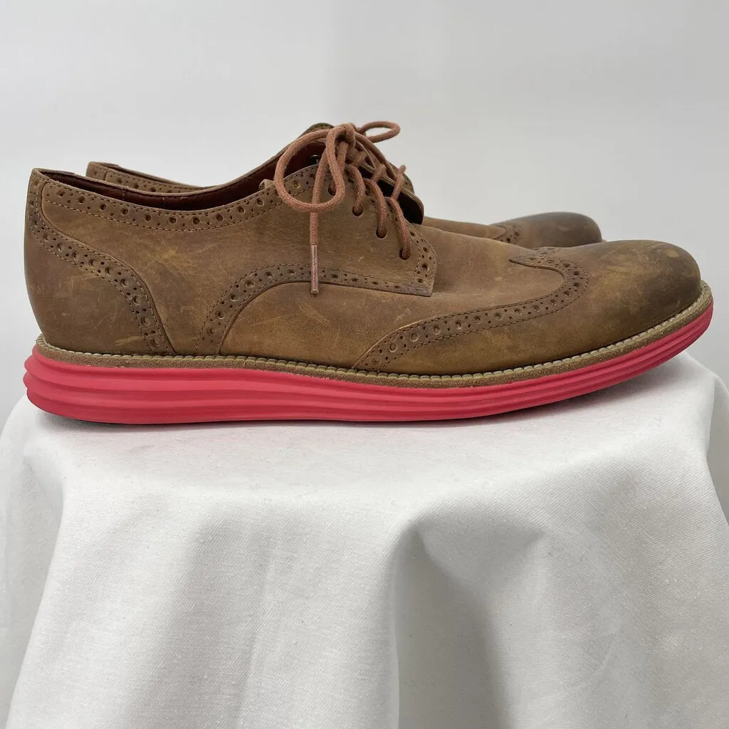 men Cole Haan Leather Wingtip Oxfords Brown/Red Shoes 10