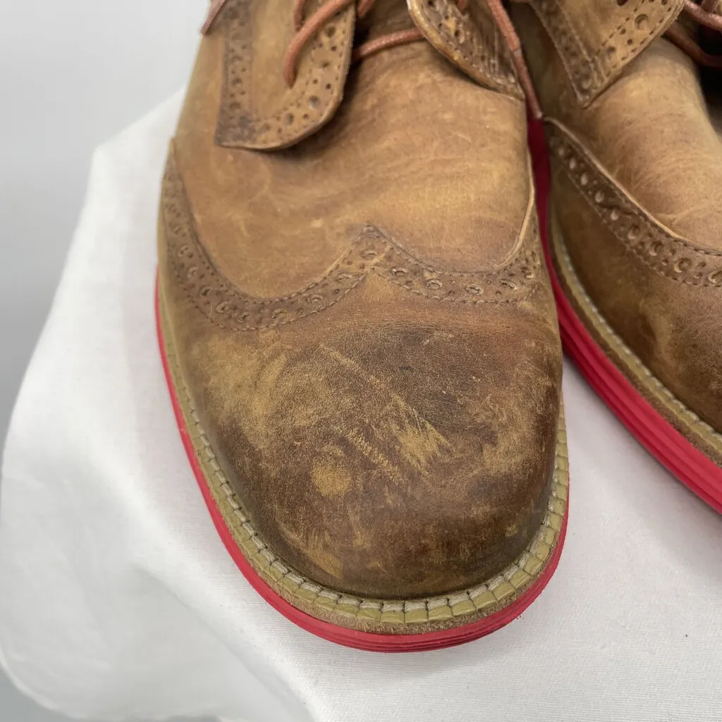 men Cole Haan Leather Wingtip Oxfords Brown/Red Shoes 10