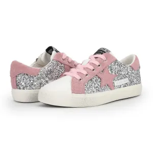Mindy Silver Glitter Pink Star Sneaker