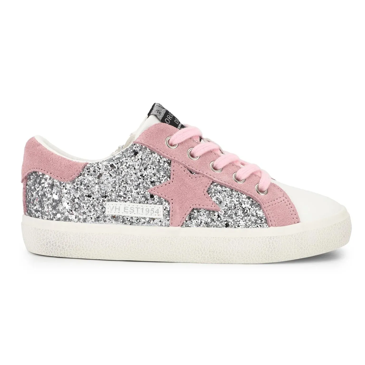 Mindy Silver Glitter Pink Star Sneaker