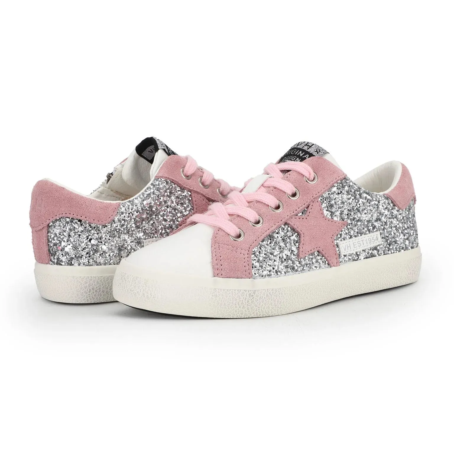 Mindy Silver Glitter Pink Star Sneaker